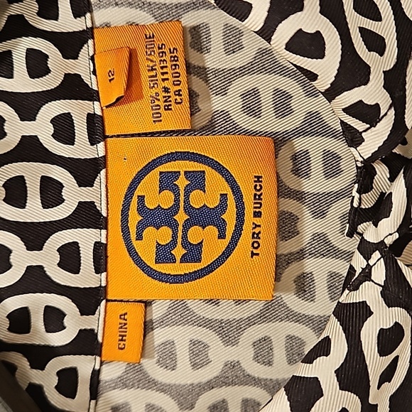 💕TORY BURCH💕 Long Sleeve Button Front Shirt Dress ~ 12 Geometric Chain Print - Picture 7 of 10